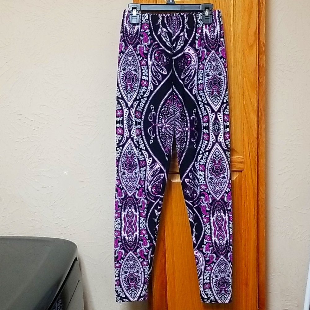 Purple & Black Leggings from Boutique